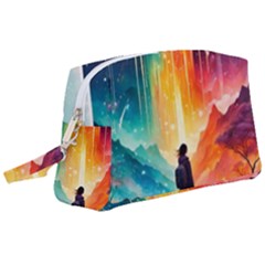 Starry Night Wanderlust: A Whimsical Adventure Wristlet Pouch Bag (large) by stine1