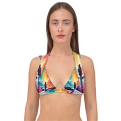 Starry Night Wanderlust: A Whimsical Adventure Double Strap Halter Bikini Top by stine1