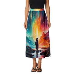 Starry Night Wanderlust: A Whimsical Adventure Classic Midi Chiffon Skirt by stine1