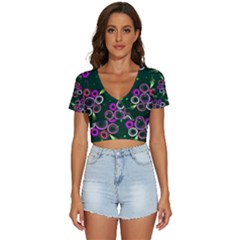 Floral-5522380 V-neck Crop Top by lipli