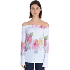 Flower-2342706 Off Shoulder Long Sleeve Top by lipli