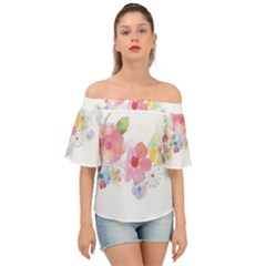 Flower-2342706 Off Shoulder Short Sleeve Top by lipli