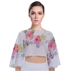 Flower-2342706 Tie Back Butterfly Sleeve Chiffon Top by lipli