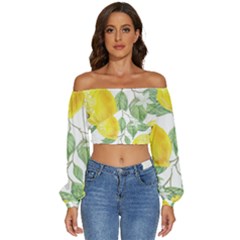 Fruit-2310212 Long Sleeve Crinkled Weave Crop Top by lipli