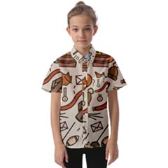 Halloween Doodle Autumn Pumpkin Kids  Short Sleeve Shirt