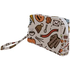 Halloween Doodle Autumn Pumpkin Wristlet Pouch Bag (small) by Bedest