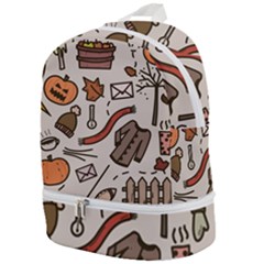 Halloween Doodle Autumn Pumpkin Zip Bottom Backpack by Bedest