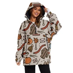 Halloween Doodle Autumn Pumpkin Women s Ski And Snowboard Waterproof Breathable Jacket