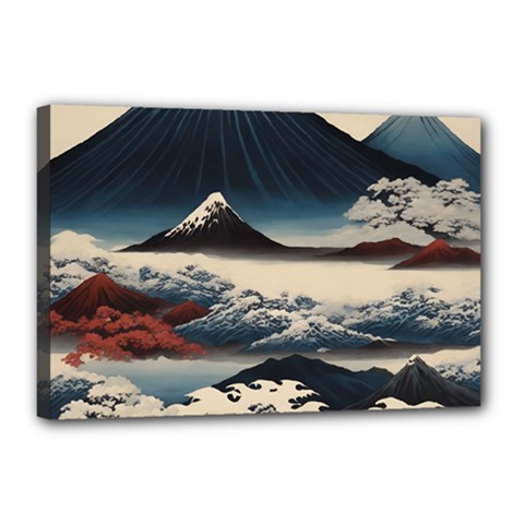 Hokusai Moutains Japan Canvas 18  X 12  (stretched)