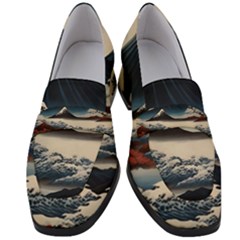 Hokusai Moutains Japan Women s Chunky Heel Loafers by Bedest