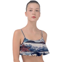 Hokusai Moutains Japan Frill Bikini Top by Bedest