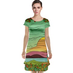 Painting Colors Box Green Cap Sleeve Nightdress