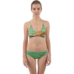 Painting Colors Box Green Wrap Around Bikini Set