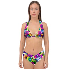 Flower Vase Flower Collage Pop Art Double Strap Halter Bikini Set by Bedest