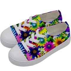 Flower Vase Flower Collage Pop Art Kids  Low Top Canvas Sneakers by Bedest