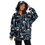 Blue, Black and White Estonia Swirls  Women s Ski and Snowboard Waterproof Breathable Jacket