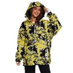 Black, White and Yellow Swirls Women s Ski and Snowboard Waterproof Breathable Jacket