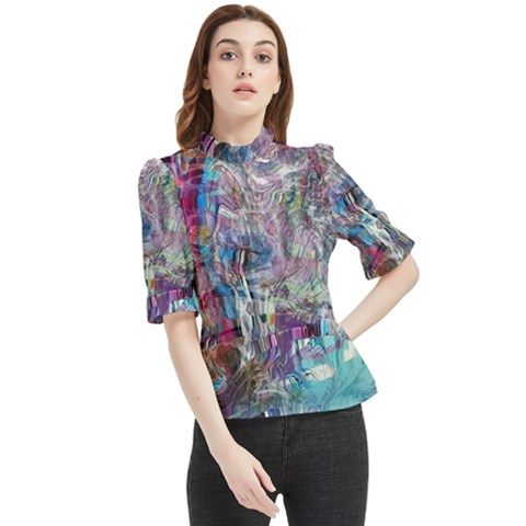 Layered Waves Frill Neck Blouse by kaleidomarblingart