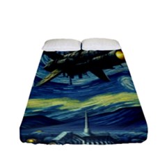 Spaceship Starry Night Van Gogh Painting Fitted Sheet (full/ Double Size)