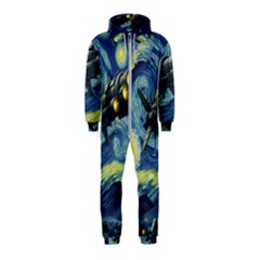 Spaceship Starry Night Van Gogh Painting Hooded Jumpsuit (kids)