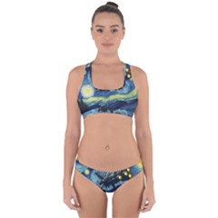 Spaceship Starry Night Van Gogh Painting Cross Back Hipster Bikini Set