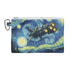 Spaceship Starry Night Van Gogh Painting Canvas Cosmetic Bag (large)