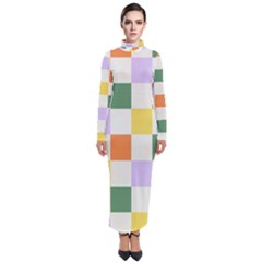 Board Pictures Chess Background Turtleneck Maxi Dress