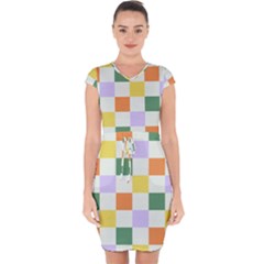 Board Pictures Chess Background Capsleeve Drawstring Dress  by Maspions