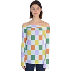 Board Pictures Chess Background Off Shoulder Long Sleeve Top