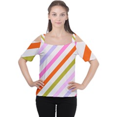 Lines Geometric Background Cutout Shoulder T-Shirt