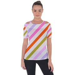 Lines Geometric Background Shoulder Cut Out Short Sleeve Top