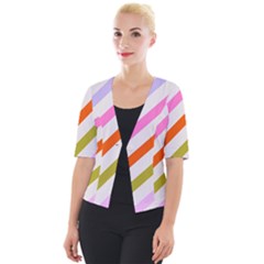 Lines Geometric Background Cropped Button Cardigan