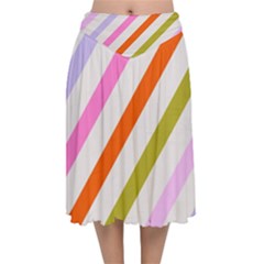 Lines Geometric Background Velvet Flared Midi Skirt