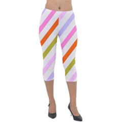 Lines Geometric Background Lightweight Velour Capri Leggings 