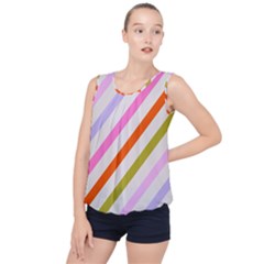 Lines Geometric Background Bubble Hem Chiffon Tank Top