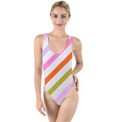 Lines Geometric Background High Leg Strappy Swimsuit