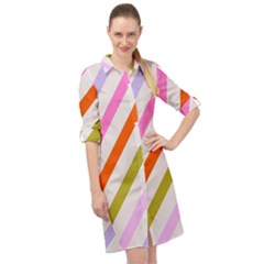 Lines Geometric Background Long Sleeve Mini Shirt Dress