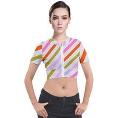 Lines Geometric Background Short Sleeve Cropped Jacket