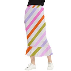 Lines Geometric Background Maxi Fishtail Chiffon Skirt