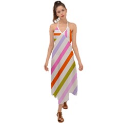 Lines Geometric Background Halter Tie Back Dress 