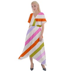 Lines Geometric Background Cross Front Sharkbite Hem Maxi Dress