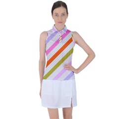 Lines Geometric Background Women s Sleeveless Polo T-Shirt