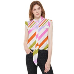 Lines Geometric Background Frill Detail Shirt