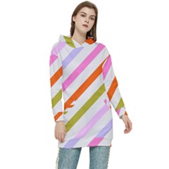 Lines Geometric Background Women s Long Oversized Pullover Hoodie