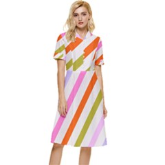 Lines Geometric Background Button Top Knee Length Dress