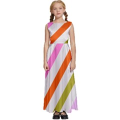 Lines Geometric Background Kids  Satin Sleeveless Maxi Dress