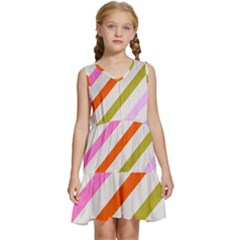 Lines Geometric Background Kids  Sleeveless Tiered Mini Dress