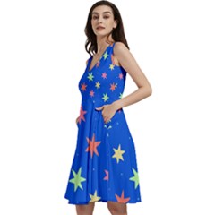 Background Star Darling Galaxy Sleeveless V-Neck Skater Dress with Pockets