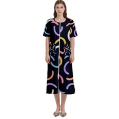 Abstract Pattern Wallpaper Women s Cotton Short Sleeve Nightgown