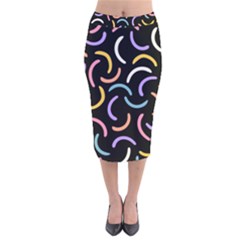 Abstract Pattern Wallpaper Velvet Midi Pencil Skirt by Maspions